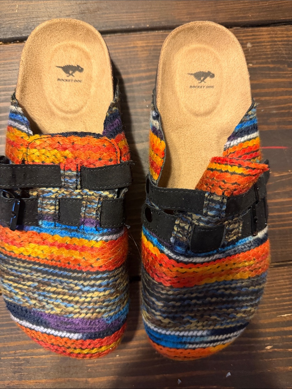 Rocket Dog Multicolor Woven Slip-On Mules in Orange, Blue & Purple